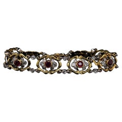 Ruby and Diamond Bracelet in 18 Karat Yellow Gold and Platinum, Circa 1910
