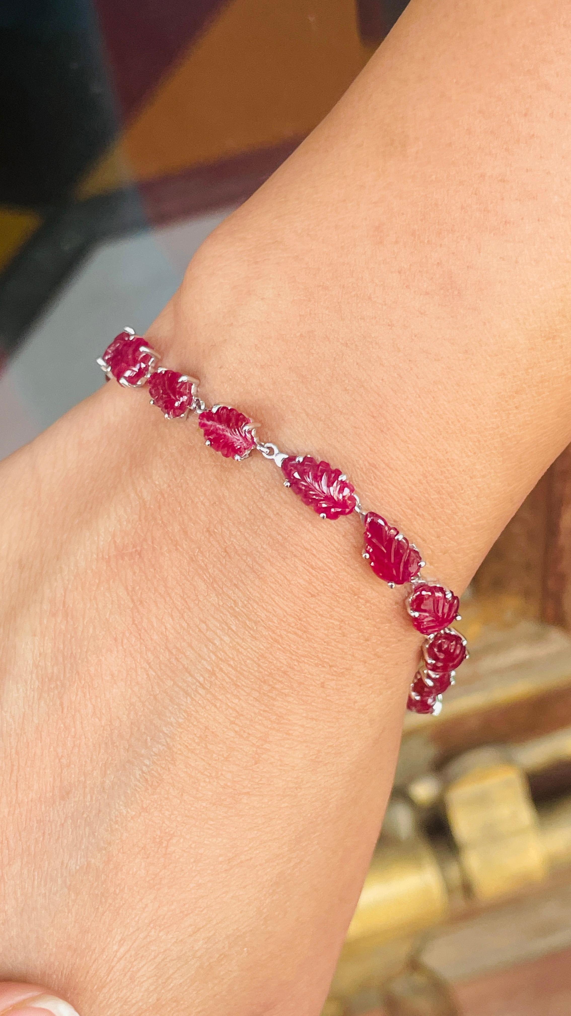 Ruby and Diamond Bracelet in 18K White Gold For Sale 3