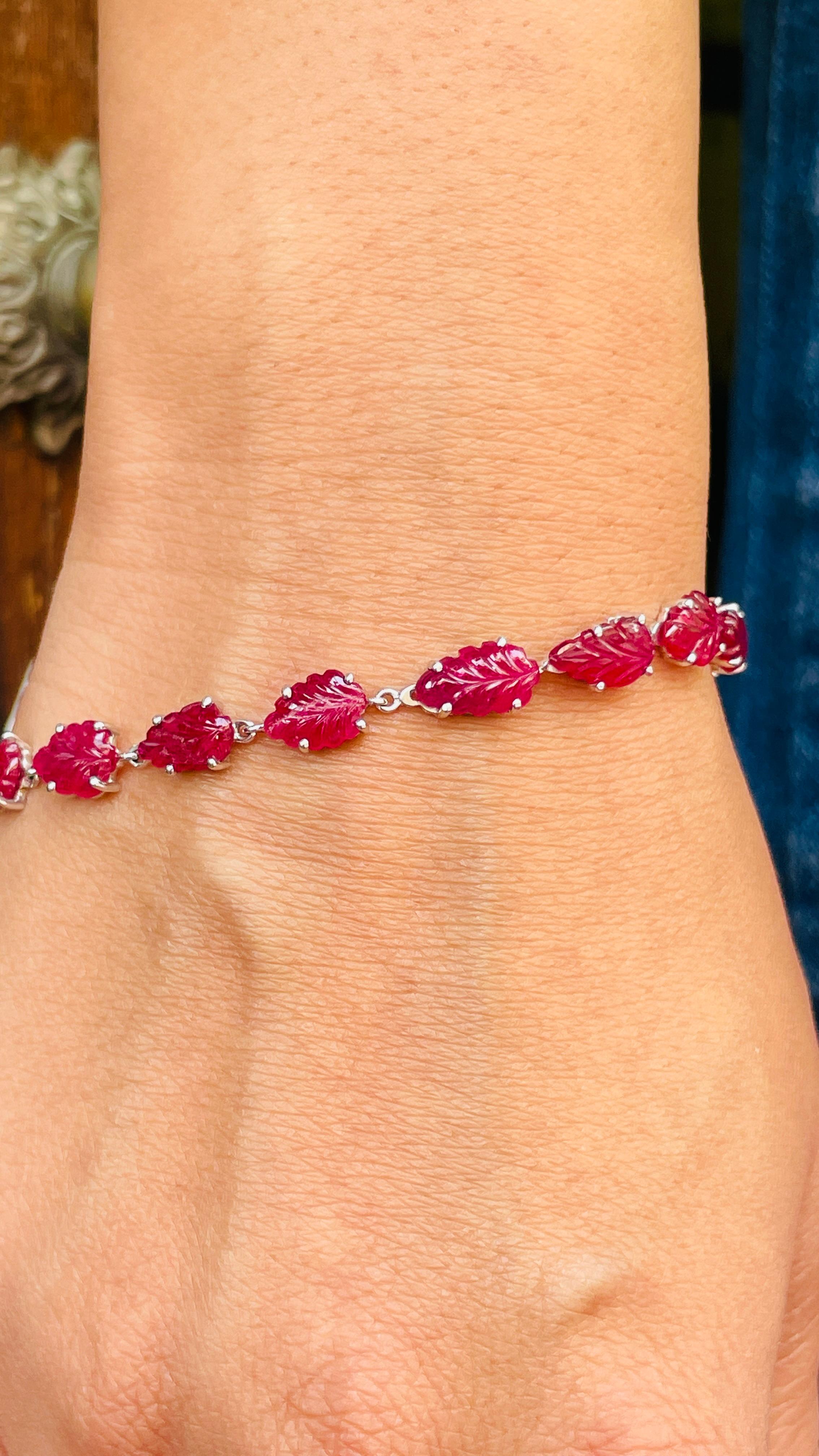 Ruby and Diamond Bracelet in 18K White Gold For Sale 4