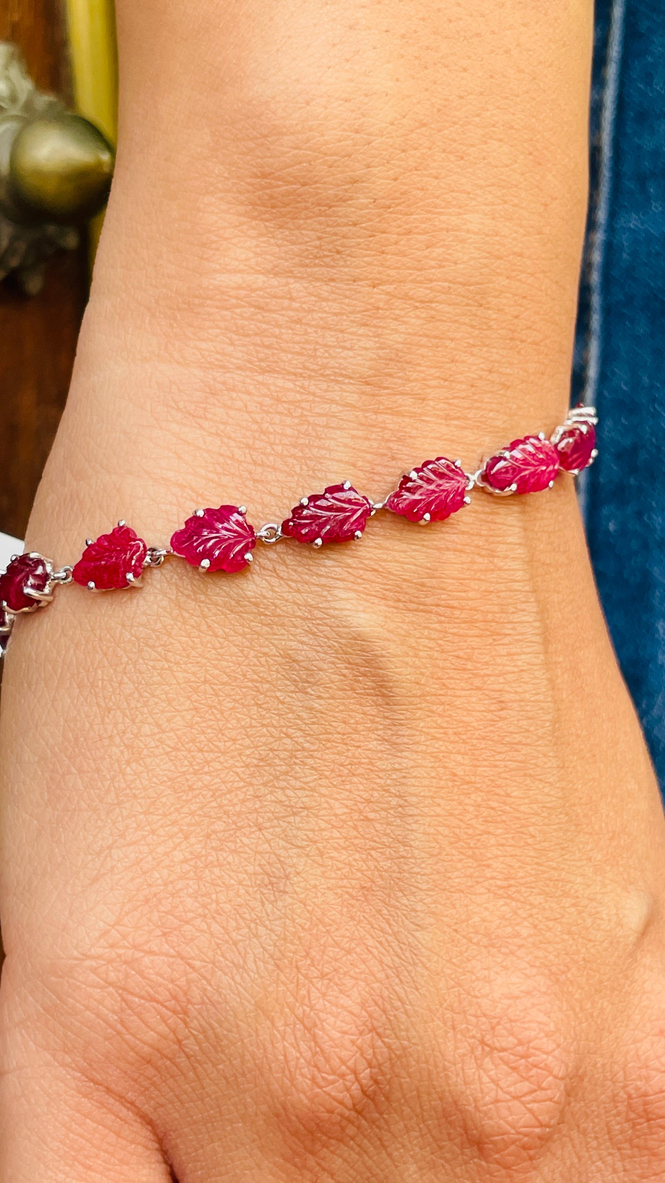 Ruby and Diamond Bracelet in 18K White Gold For Sale 5
