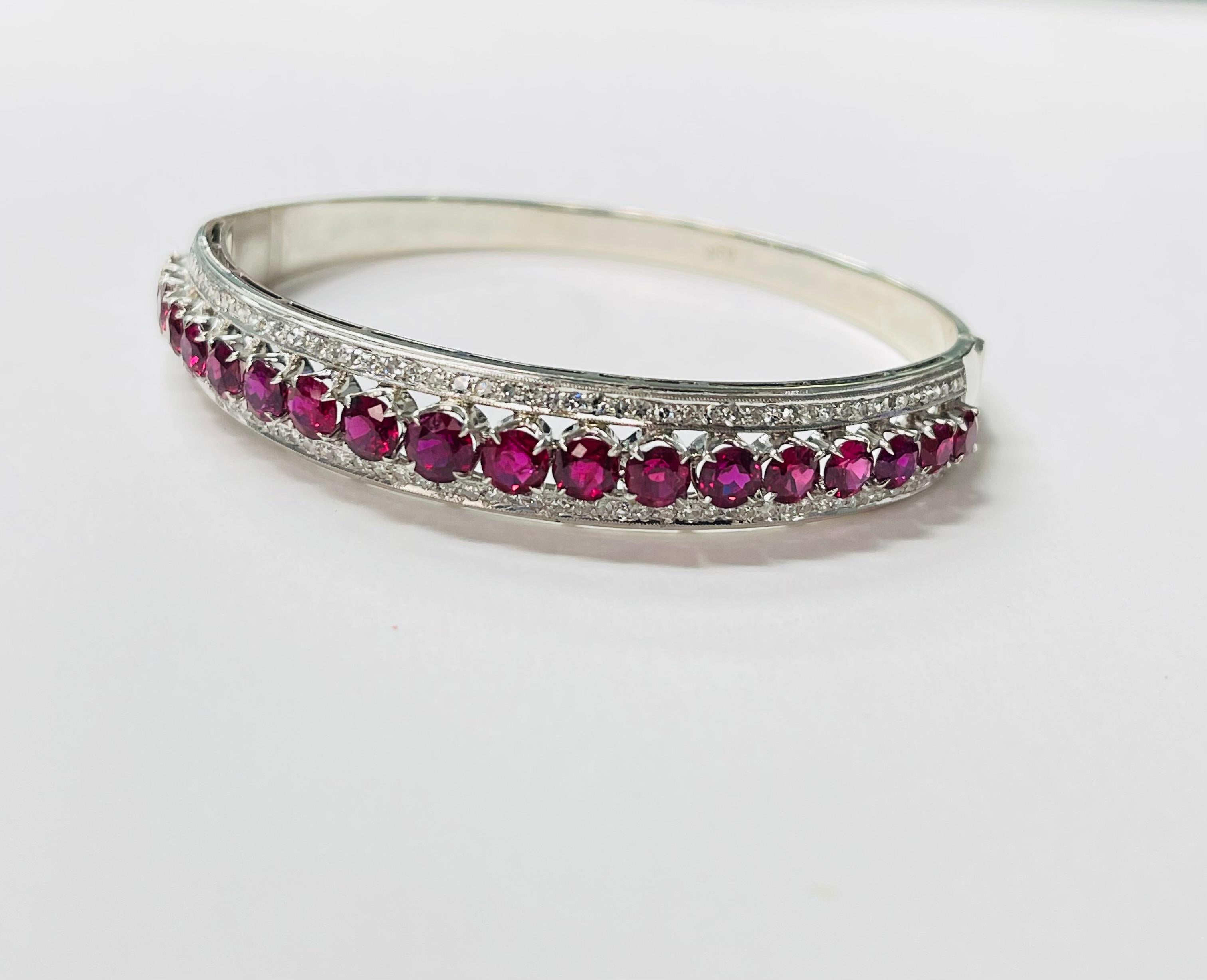 Ruby And Diamond Bracelet In 18K White Gold. For Sale 1