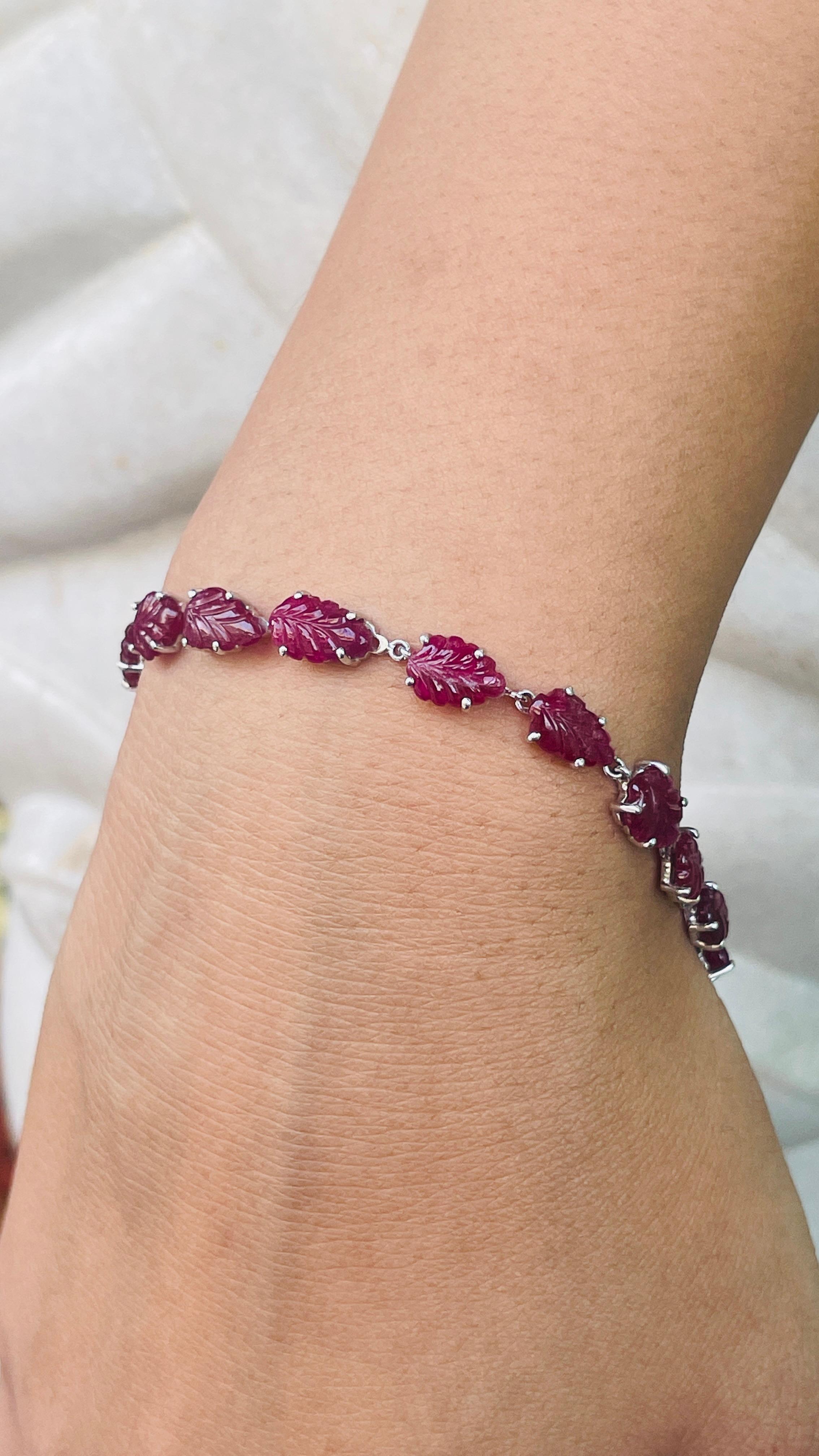 Ruby and Diamond Bracelet in 18K White Gold For Sale 1