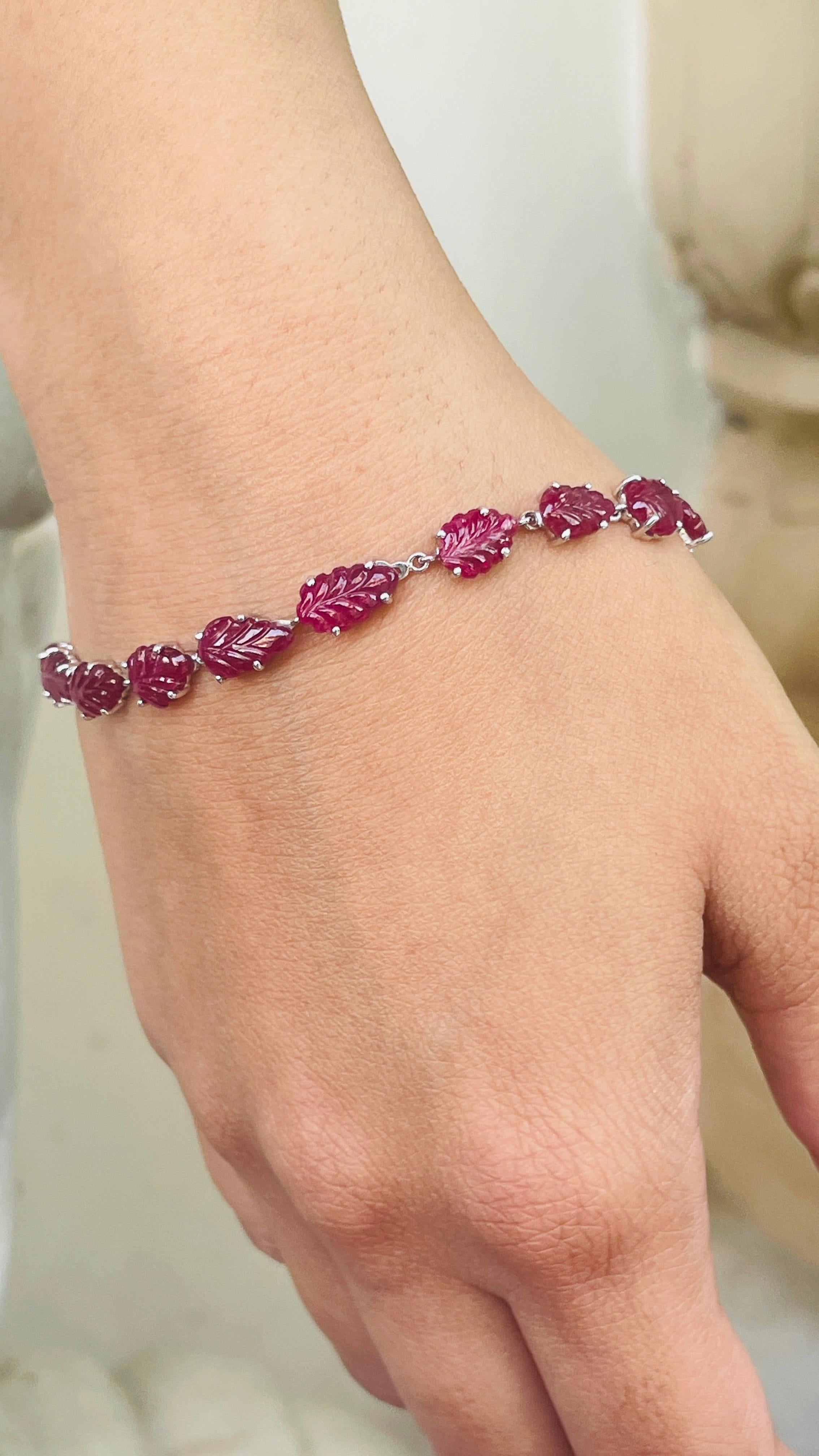 Ruby and Diamond Bracelet in 18K White Gold For Sale 2