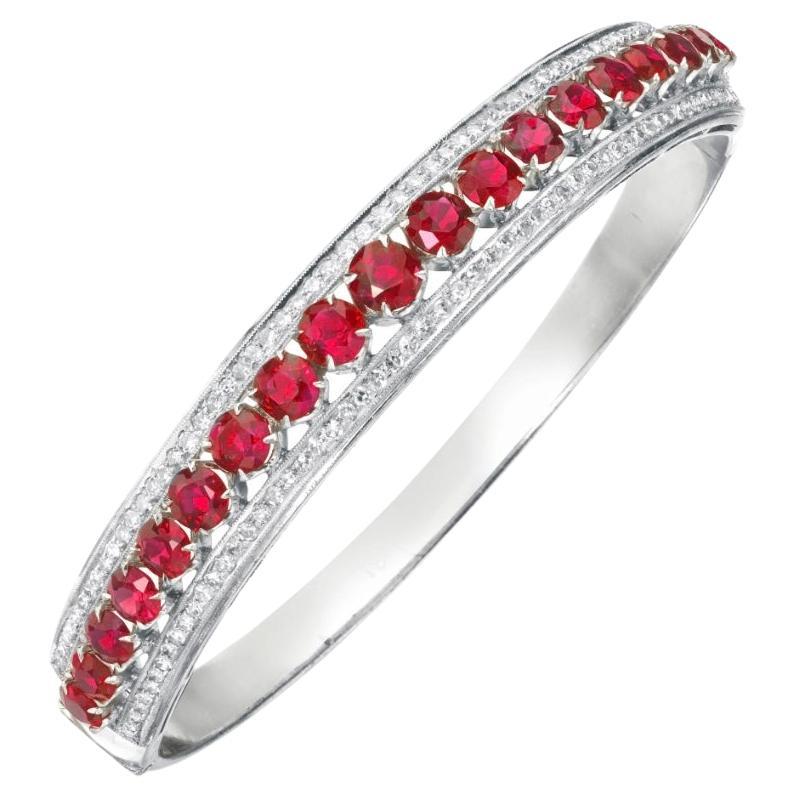Ruby And Diamond Bracelet In 18K White Gold.  For Sale