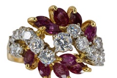 Ruby and Diamond Bypass Cluster Ring