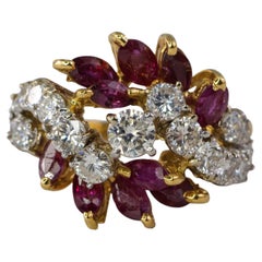 Ruby and Diamond Bypass Cluster Ring