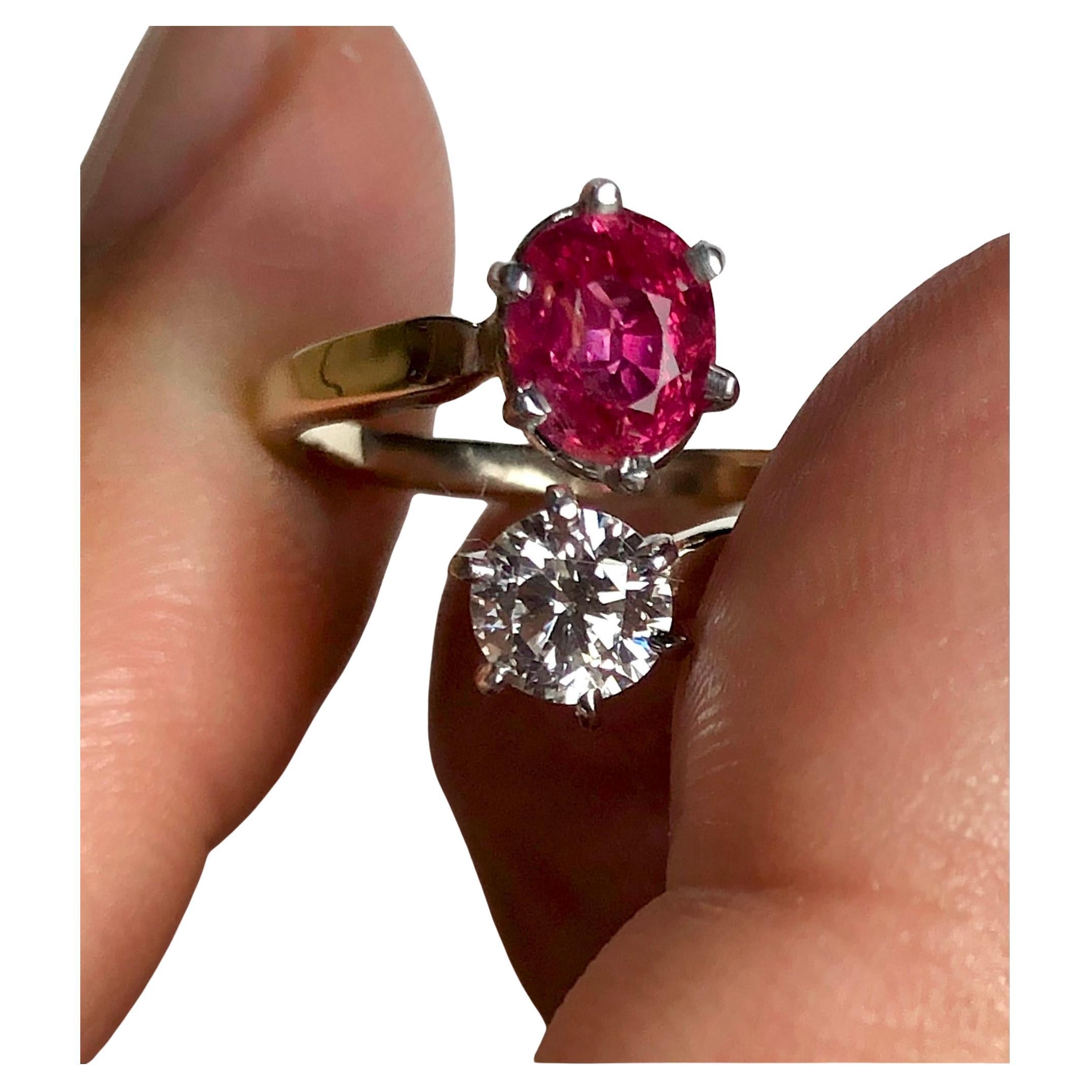 Ruby and Diamond Bypass Engagement Ring
