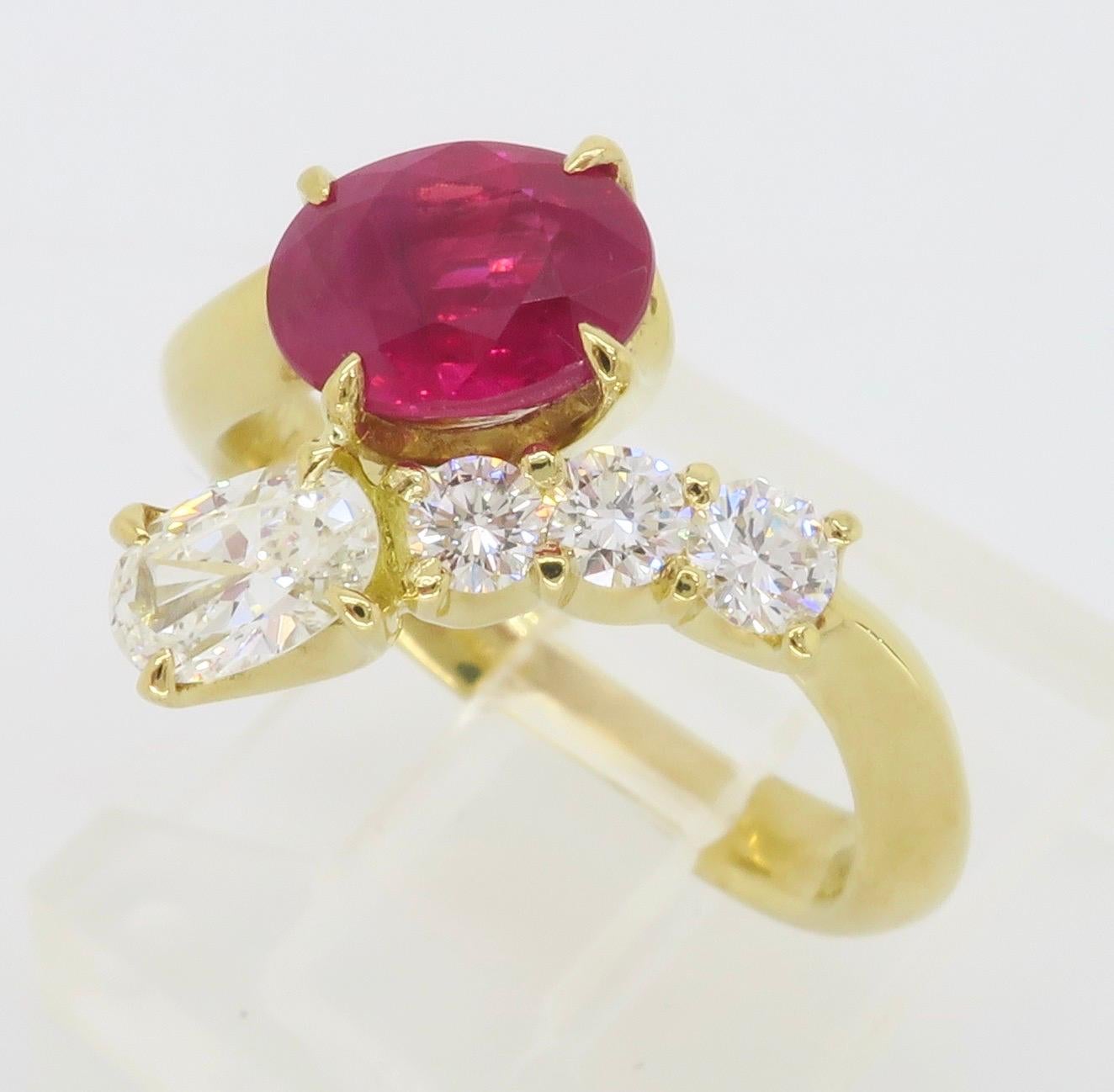 Ruby and Diamond Bypass Ring 5