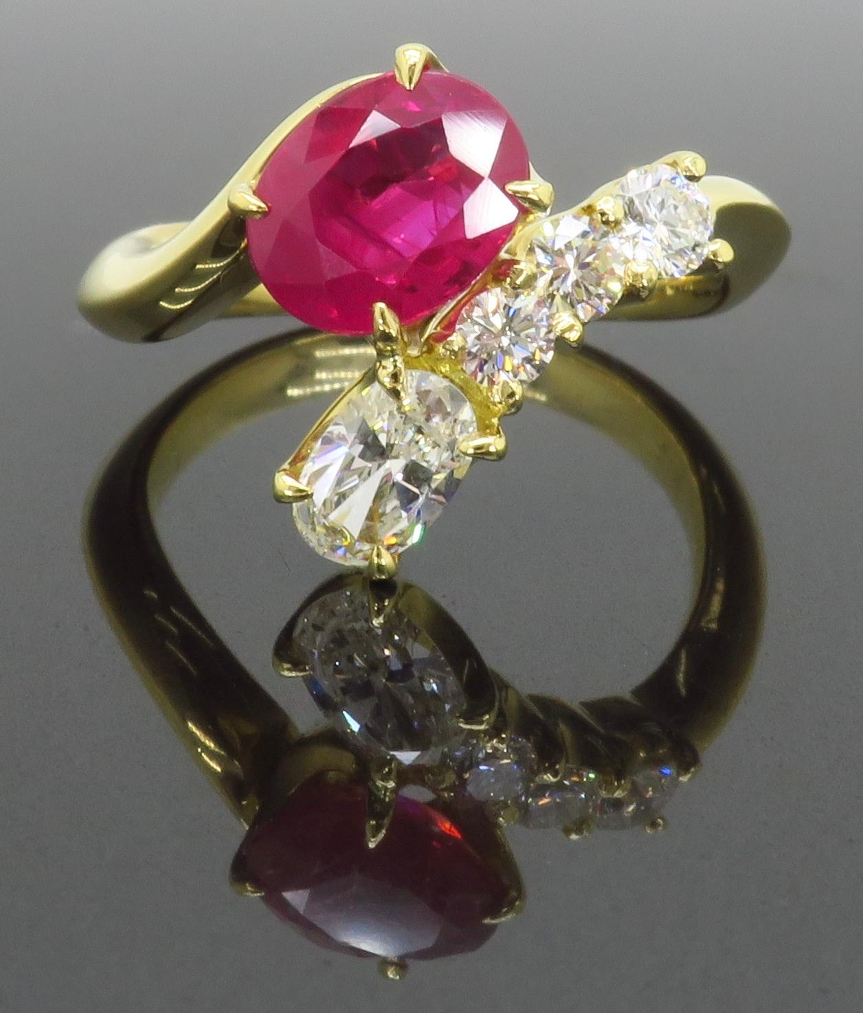 Ruby and Diamond Bypass Ring 6