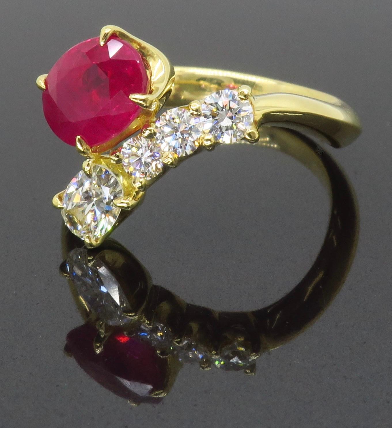 Ruby and Diamond Bypass Ring 7