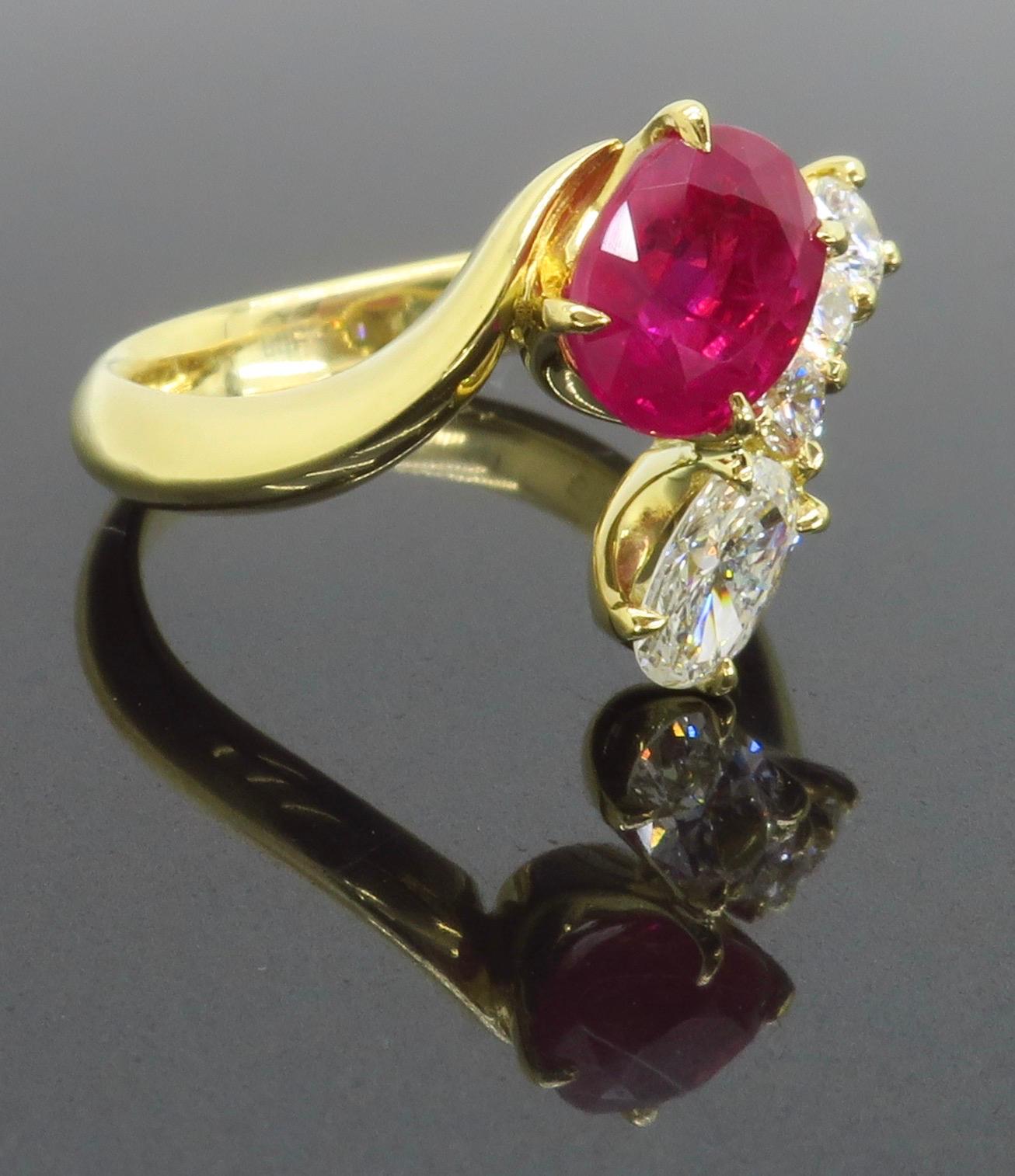 Ruby and Diamond Bypass Ring 8