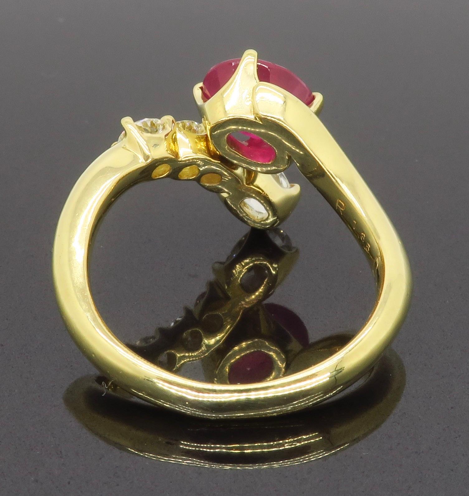 Ruby and Diamond Bypass Ring 9