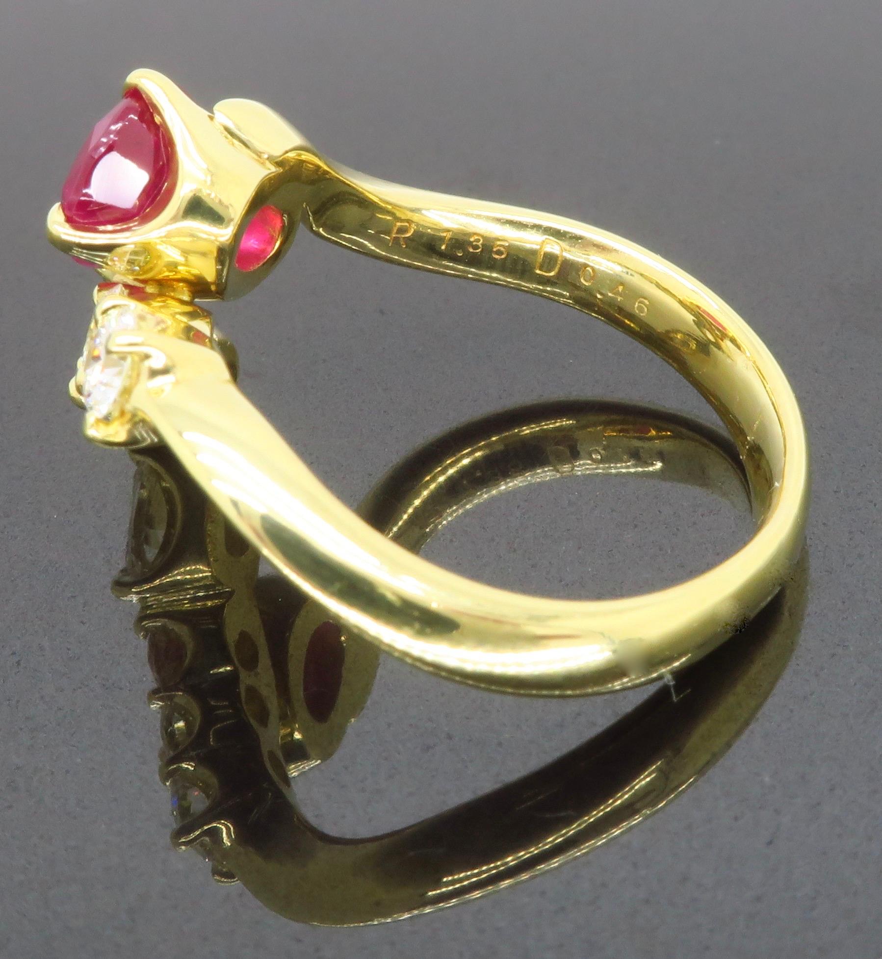 Ruby and Diamond Bypass Ring 10