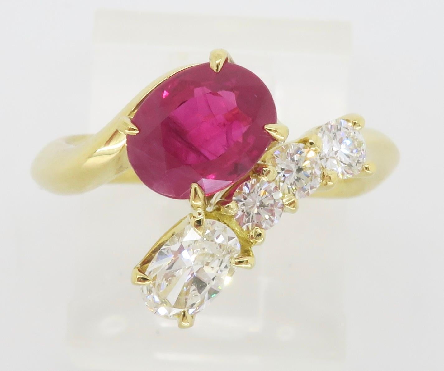 Ruby and Diamond Bypass Ring 2