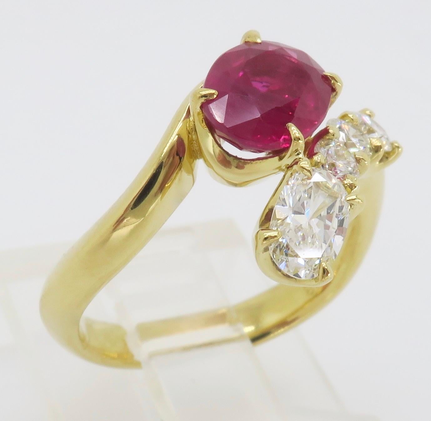 Ruby and Diamond Bypass Ring 4