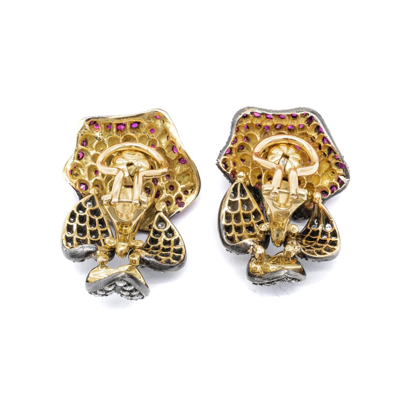 Moira Design Rubin-, Diamant-, Silber- und Gold-Ohrringe Calla Lily Damen im Angebot