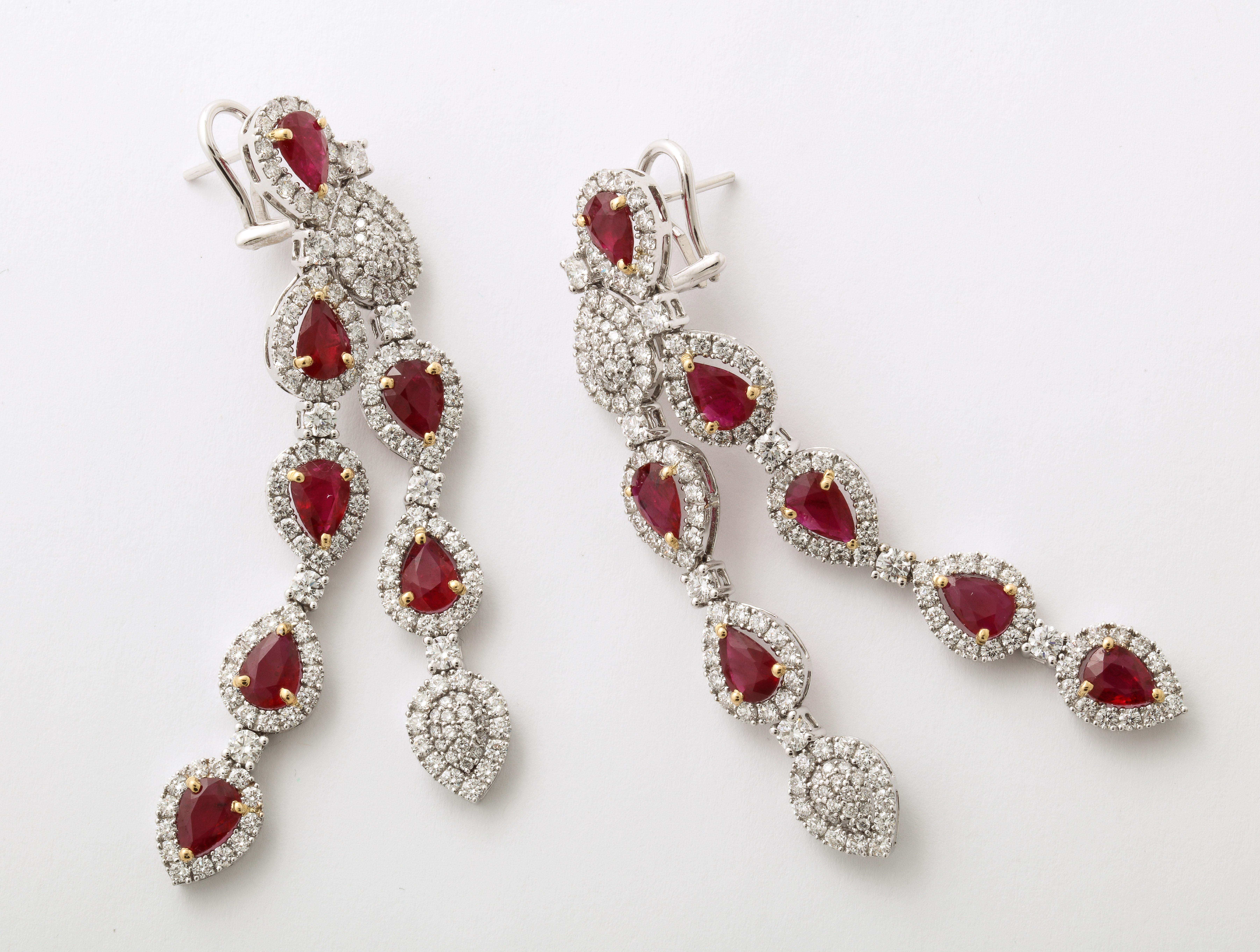 Ruby and Diamond Chandelier Drop Earrings For Sale 2