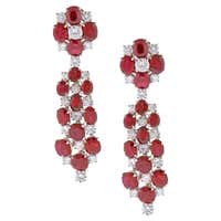 Burma Ruby Diamond Chandelier Earrings For Sale at 1stDibs