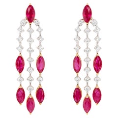 Ruby and Diamond Chandelier Earrings 5.4 Carats 18K Gold