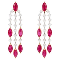 Ruby and Diamond Chandelier Earrings 5.4 Carats 18K Gold