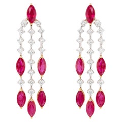 Ruby and Diamond Chandelier Earrings 5.4 Carats 18K Gold