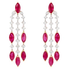 Boucles d'oreilles lustre en or 18 carats, rubis et diamants 5,4 carats