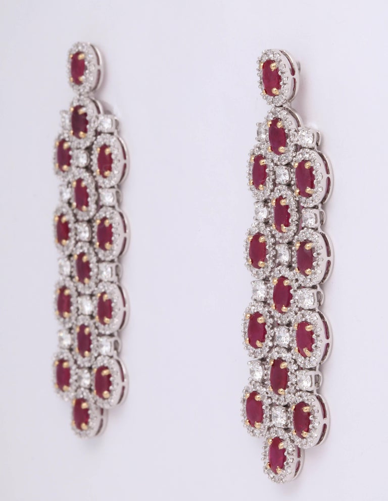Women's Ruby and Diamond Chandelier Earrings For Sale