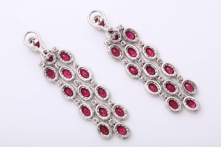 Ruby and Diamond Chandelier Earrings For Sale 1