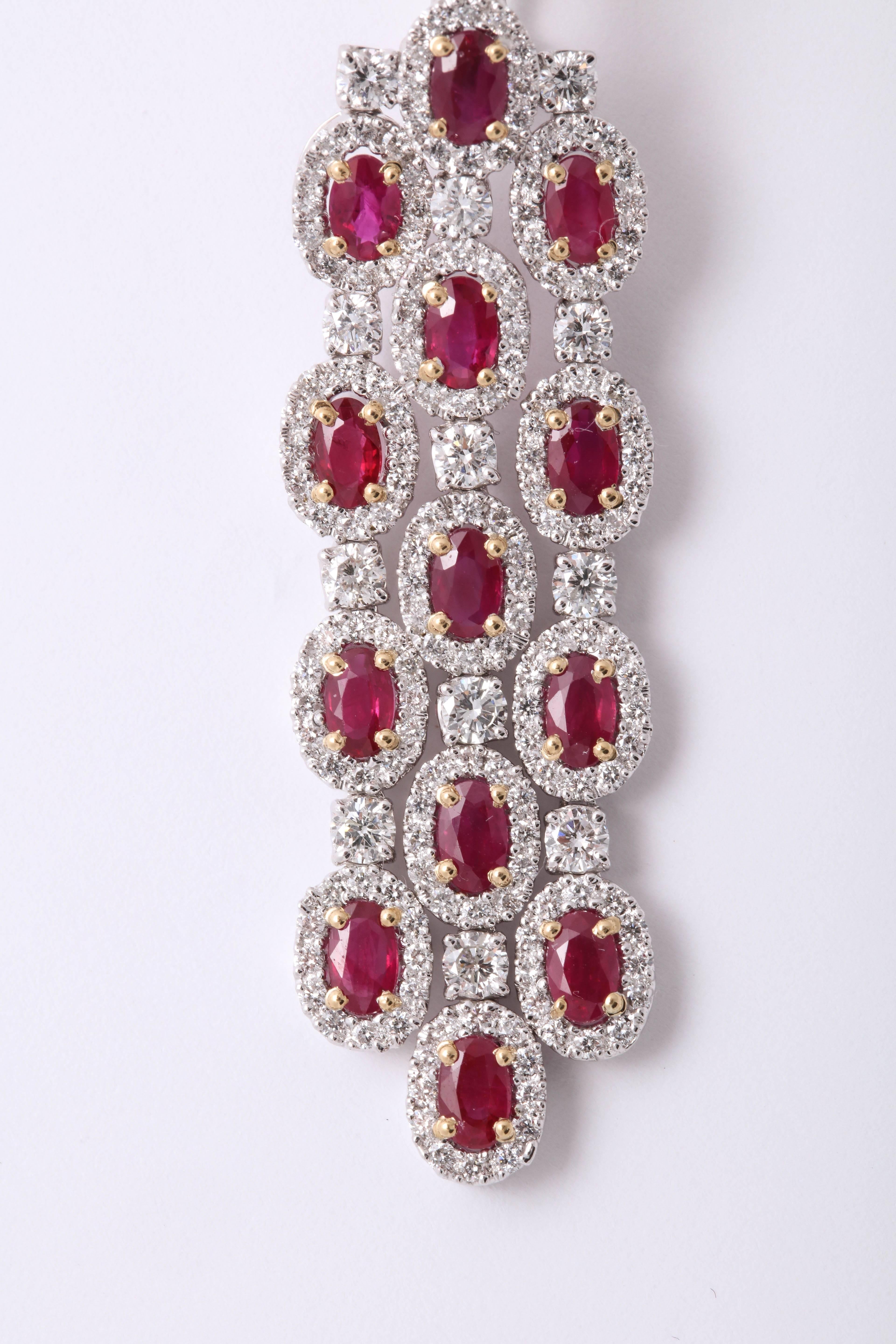 Women's Ruby and Diamond Chandelier Earrings