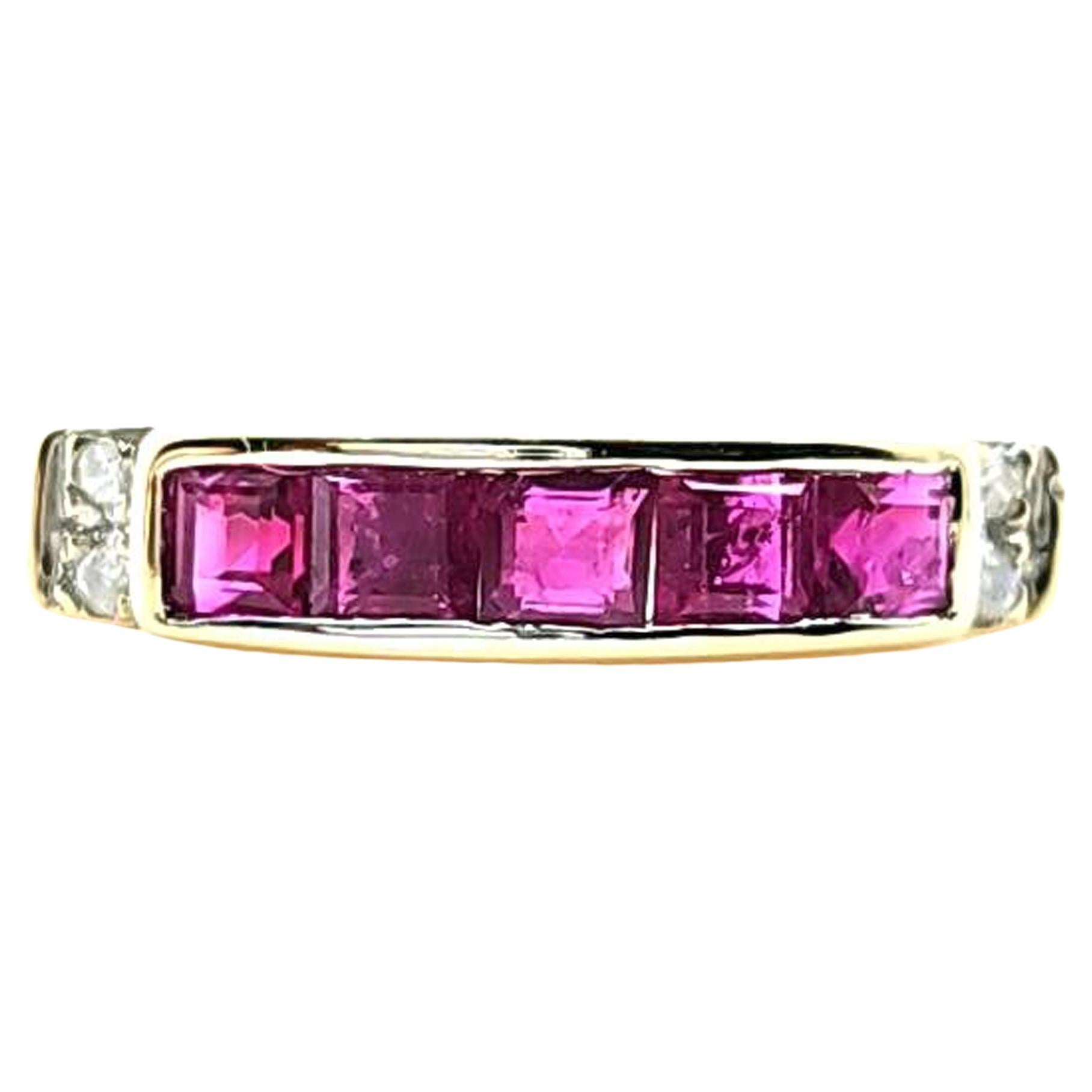 Ruby and Diamond Channel Ring in Yellow Gold