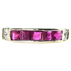 Ruby and Diamond Channel Ring in Yellow Gold