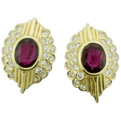 Clips d'oreilles en or 18 carats avec rubis et diamants de 4,50 carats