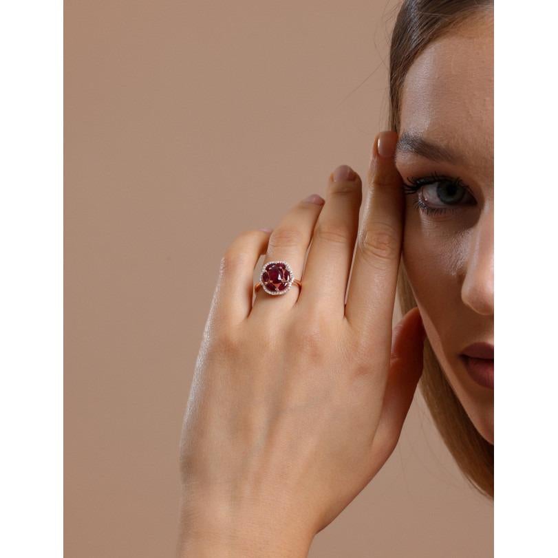 Modern Ruby and Diamond Cluster 2.98ct Ring For Sale