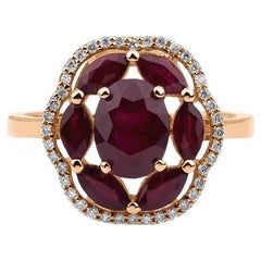 Ruby and Diamond Cluster 2.98ct Ring