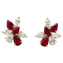Ruby and Diamond Cluster Earring