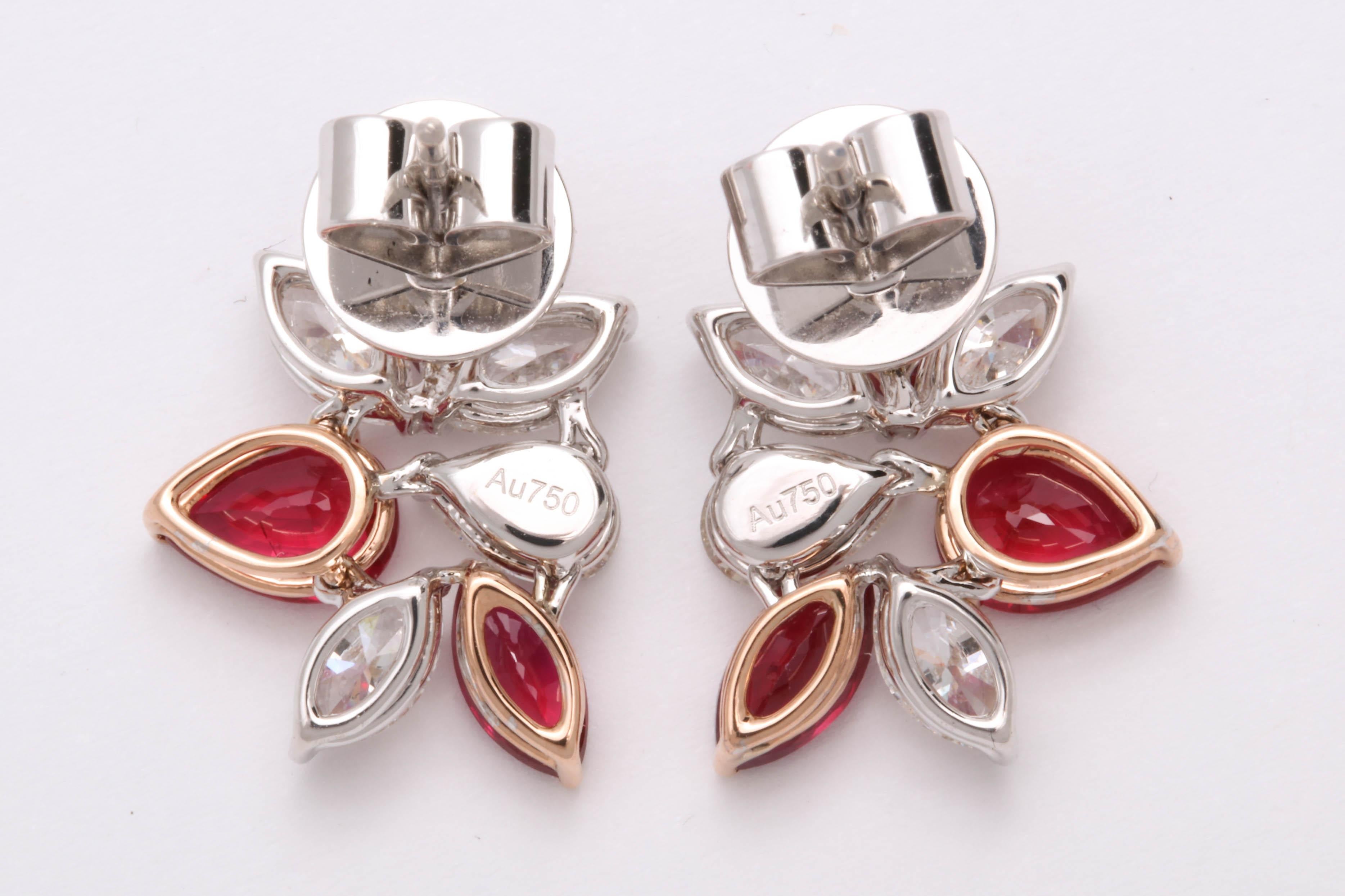 Women's Ruby and Diamond Cluster Earrings