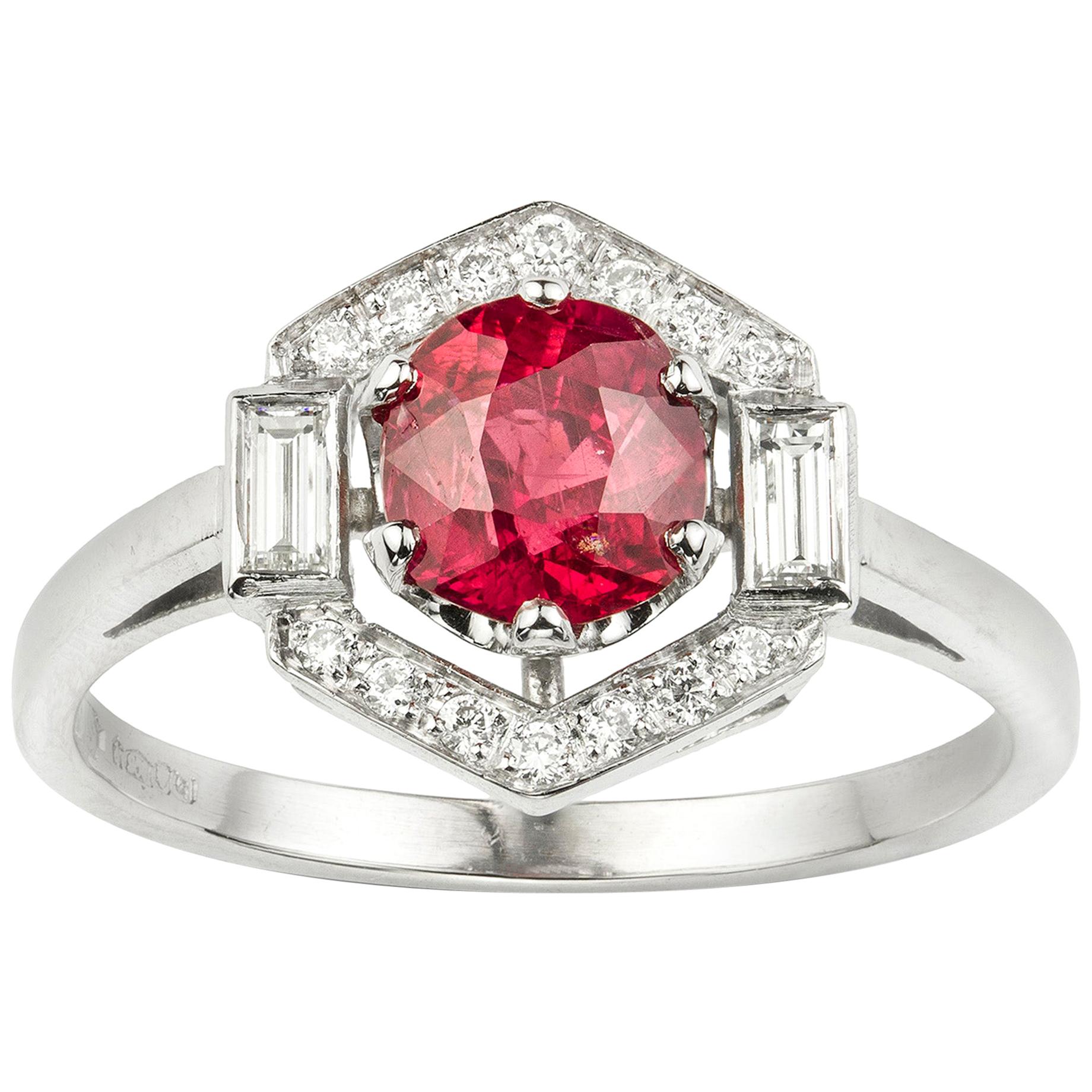 Ruby and Diamond Cluster Hexagonal Ring