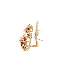 Ruby and Diamond Cluster Stud Earrings
