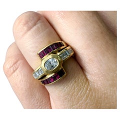 Ruby and diamond cocktail ring 18KT gold