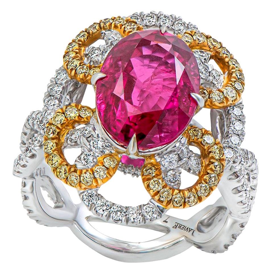 Ruby and Diamond Cocktail Ring For Sale