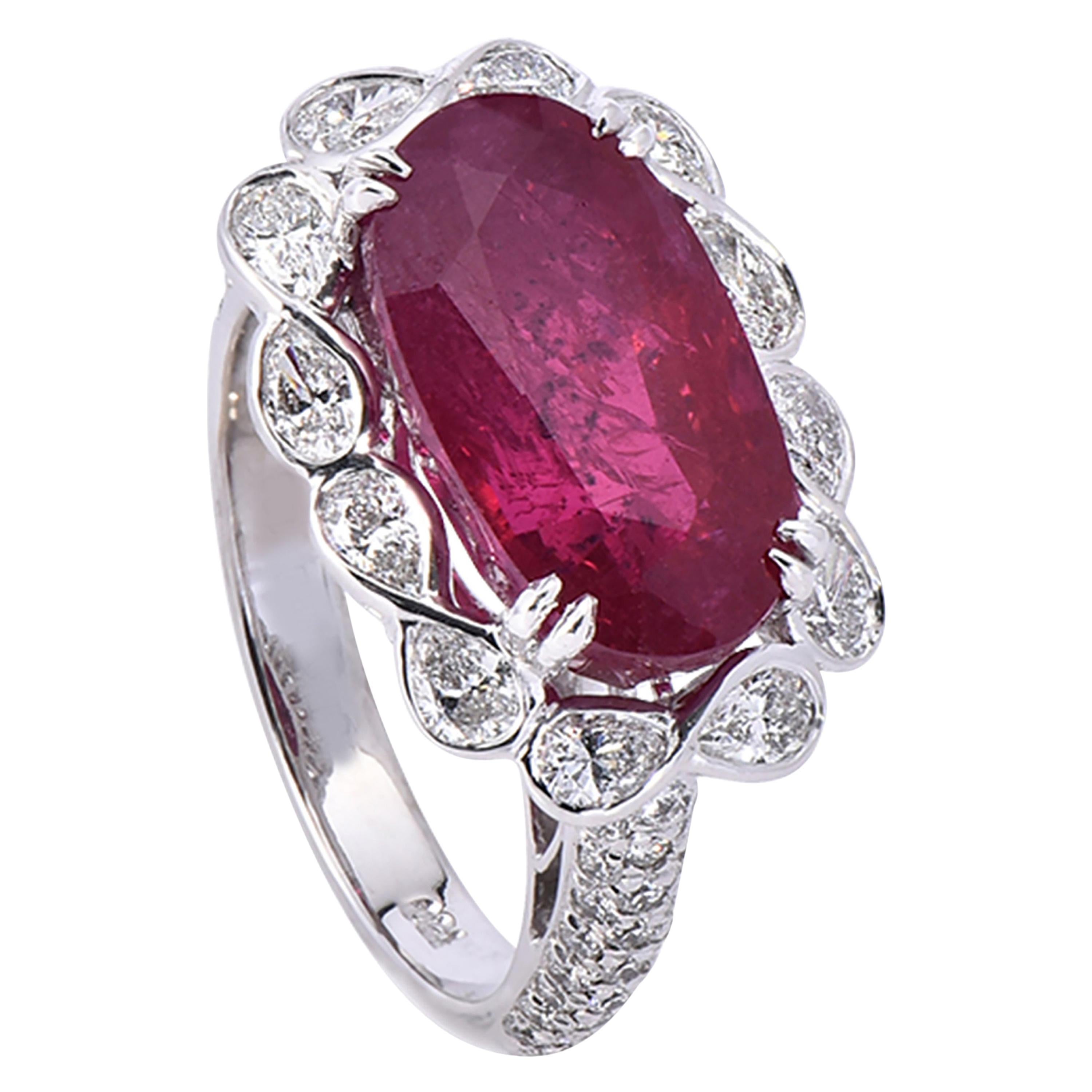 Ruby and Diamond Cocktail Ring For Sale