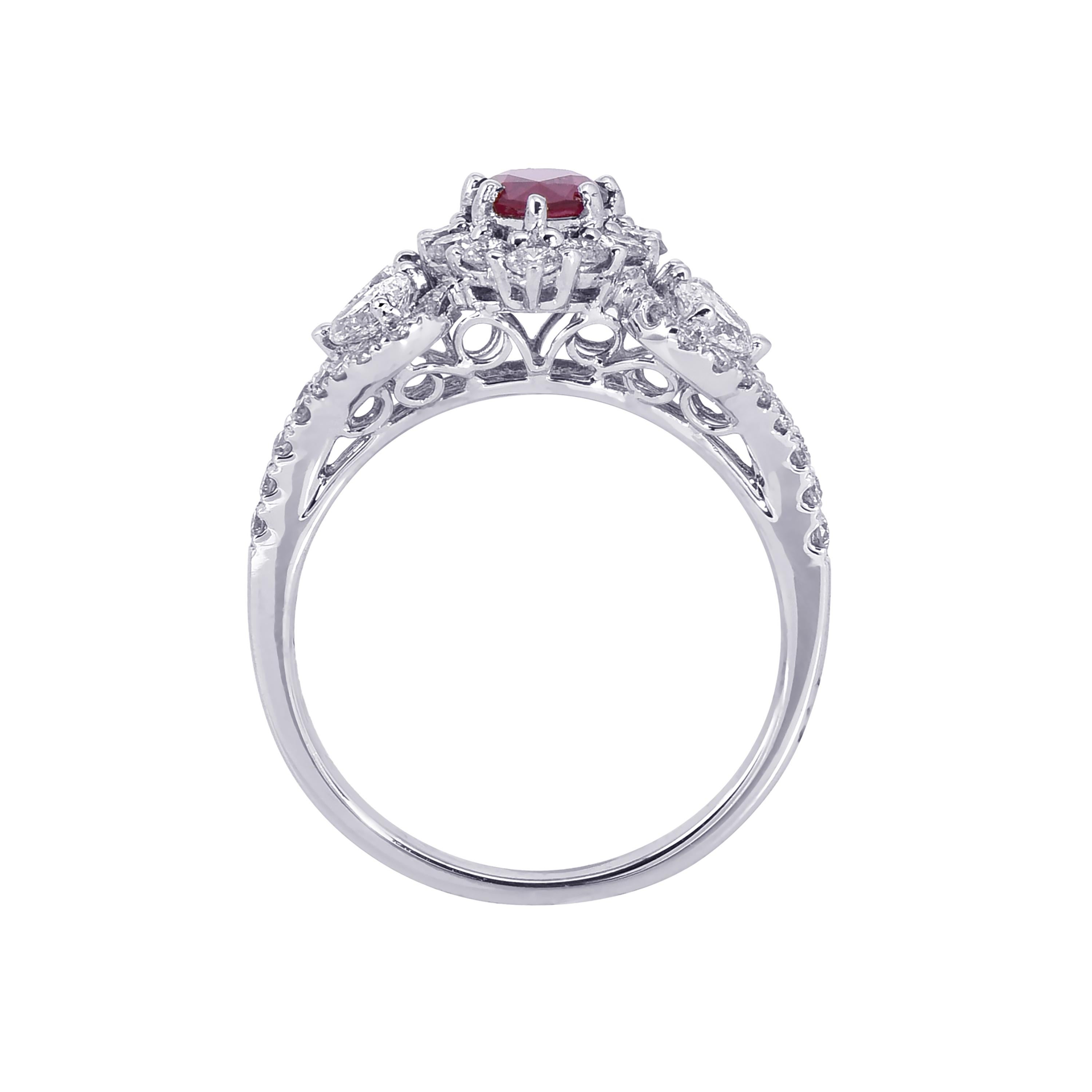 Oval Cut Laviere Ruby and Diamond Cocktail Ring For Sale