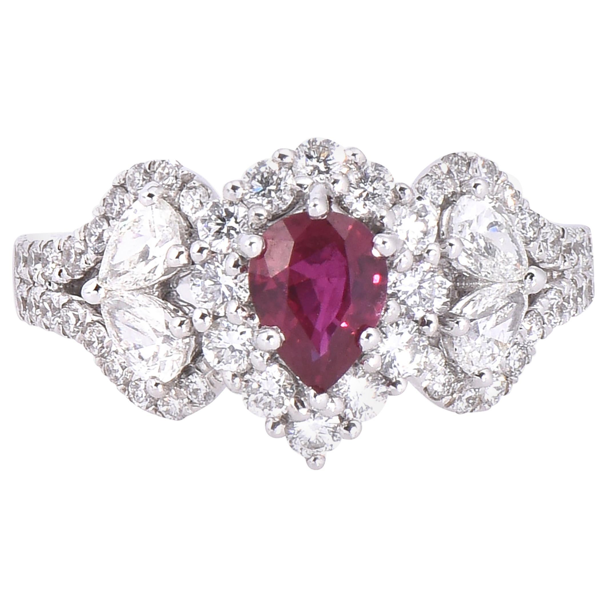 Laviere Ruby and Diamond Cocktail Ring For Sale