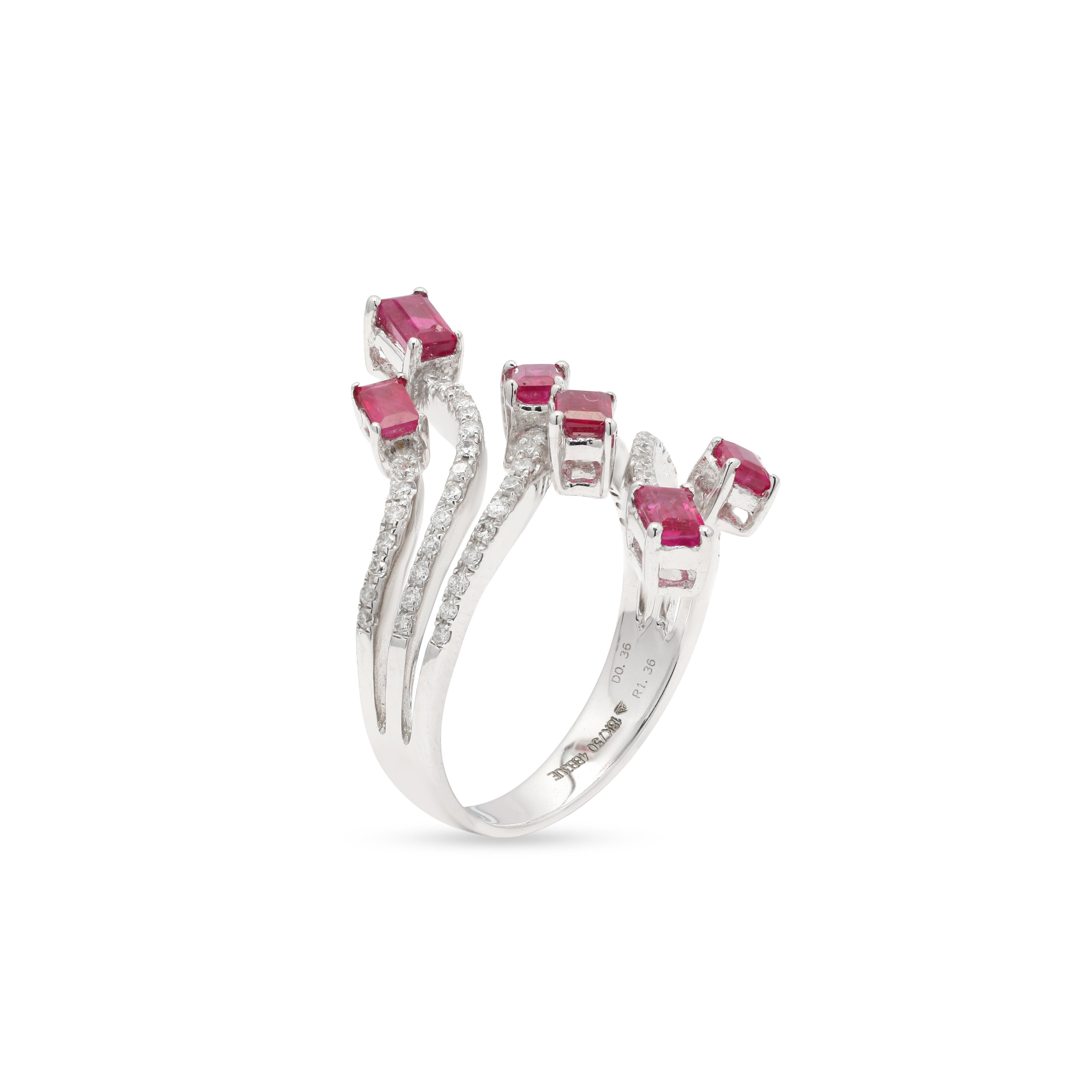 For Sale:  Ruby and Diamond Cocktail Ring in 18K White Gold  2