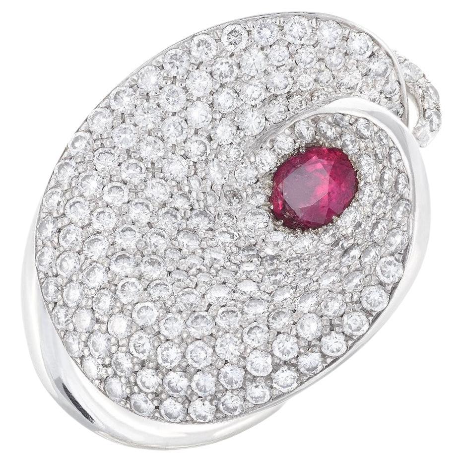 Rosior one-off Ruby and Diamond Cocktail Ring set in White Gold