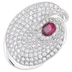 Rosior one-off Ruby and Diamond Cocktail Ring set in White Gold