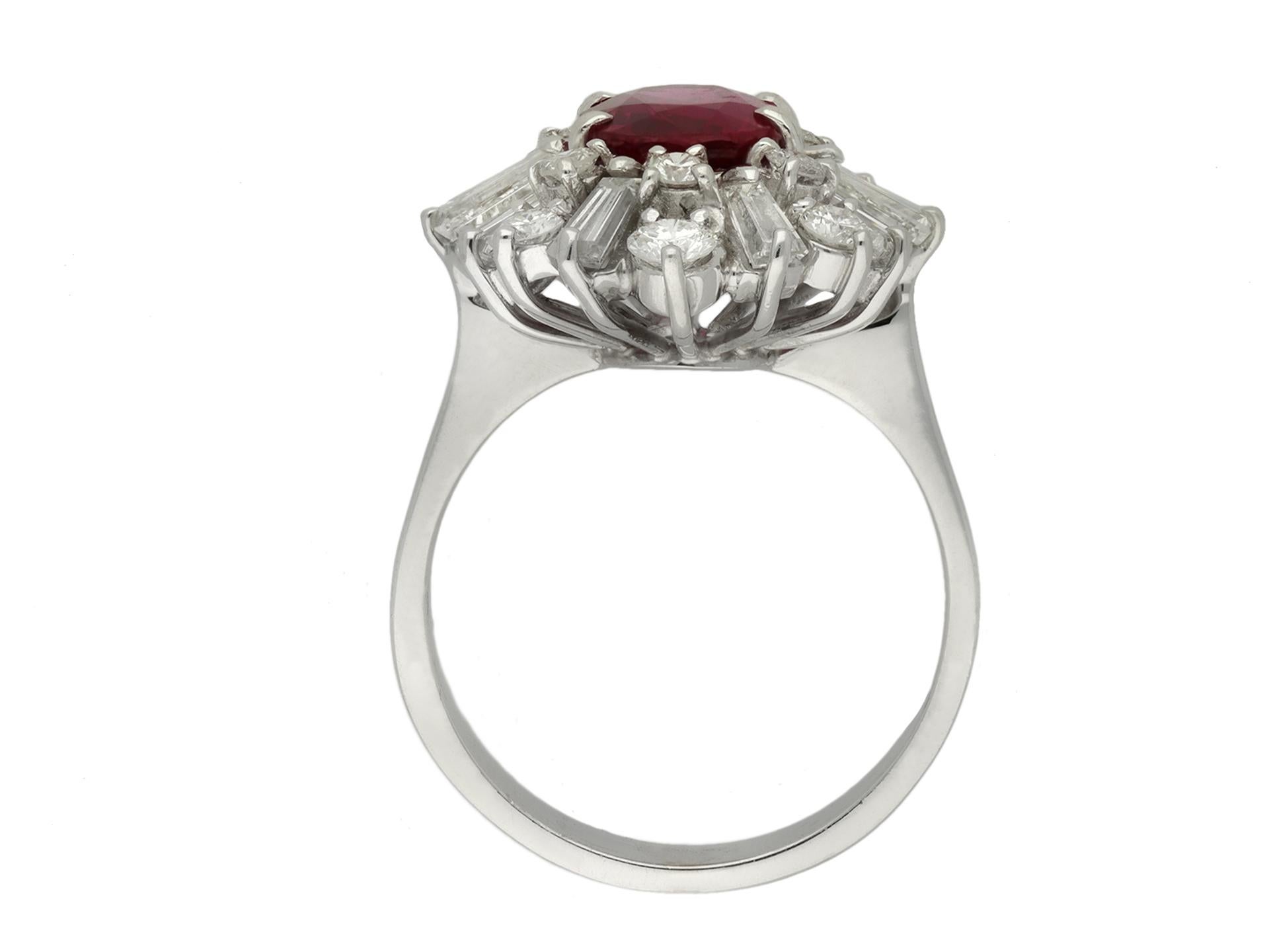 Ruby and Diamond Coronet Cluster Ring, circa 1970 In Good Condition For Sale In London, GB
