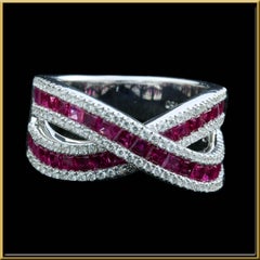 Ruby and Diamond Crossover Ring in 18 Karat Gold