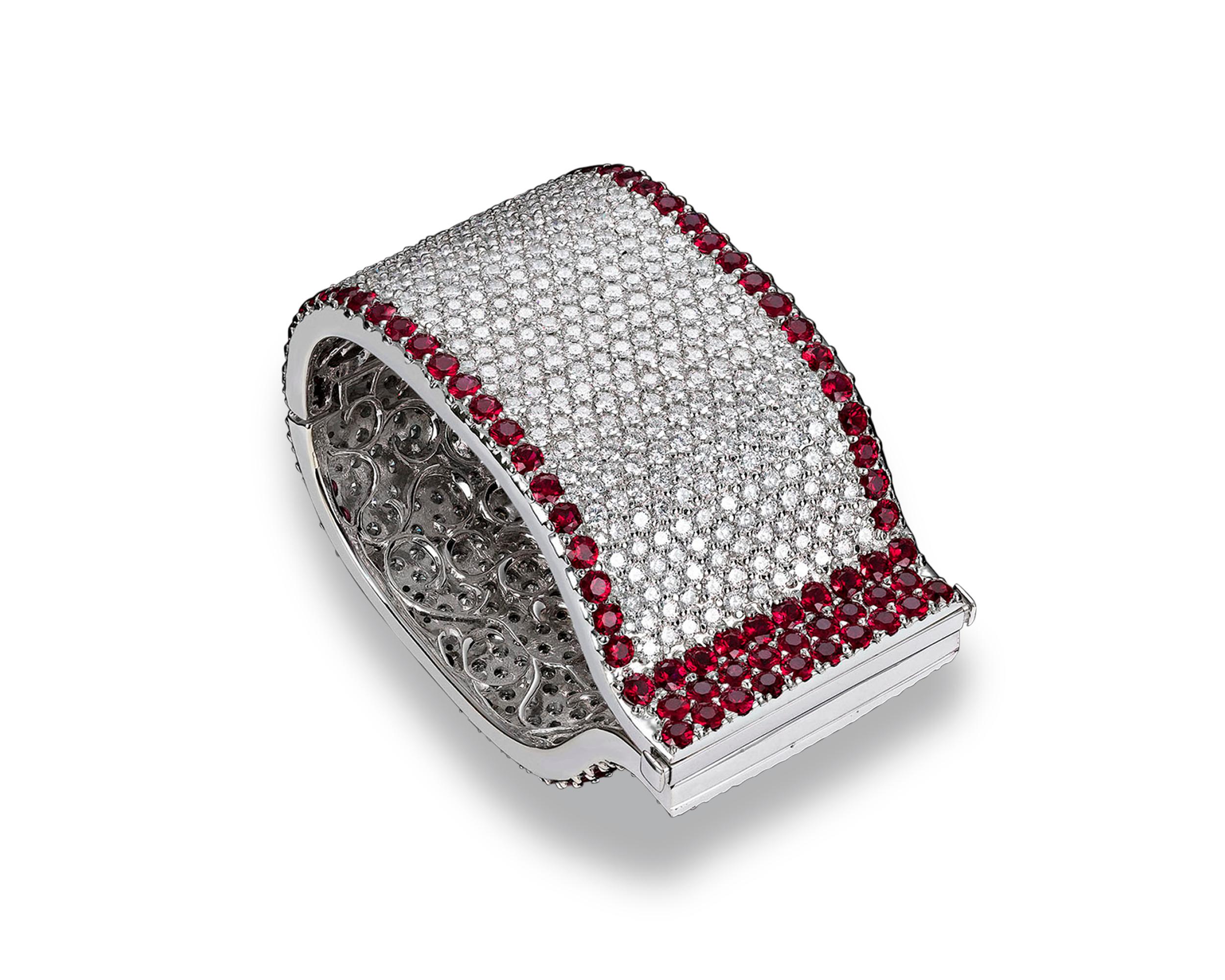 Ruby and Diamond Cuff Bracelet In New Condition In New Orleans, LA