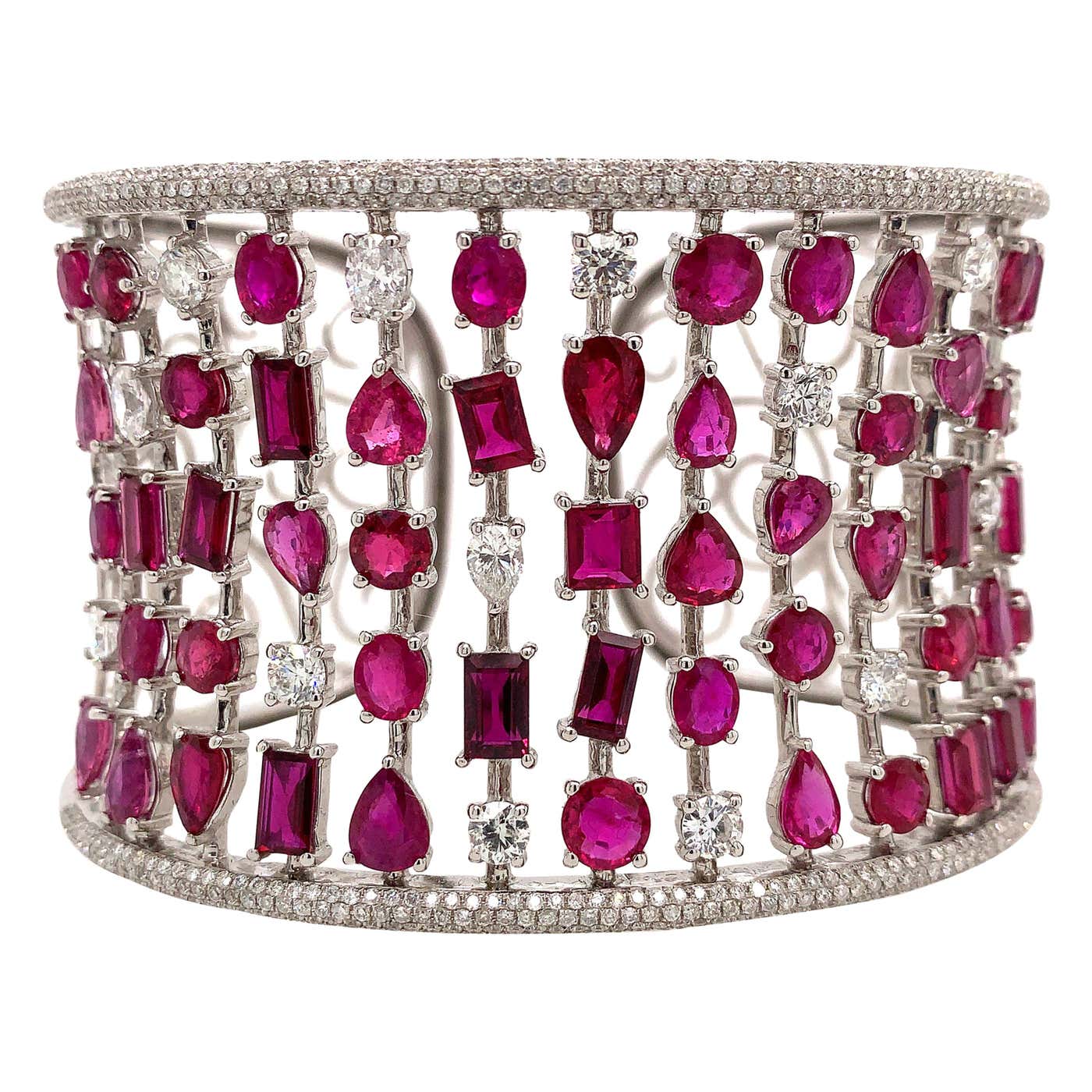 Ruby and Diamond Cuff Bracelet For Sale at 1stDibs | ruby cuffs, ruby ...